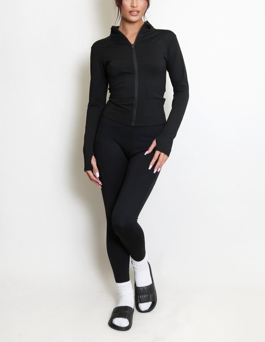 Fitted Long Sleeve Active Top And Leggings Set