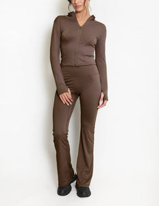 Active Zip Top And Push Up Flare Trouser Set