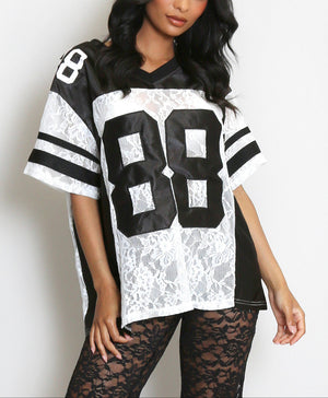 88 Slogan V Neck Varsity Top