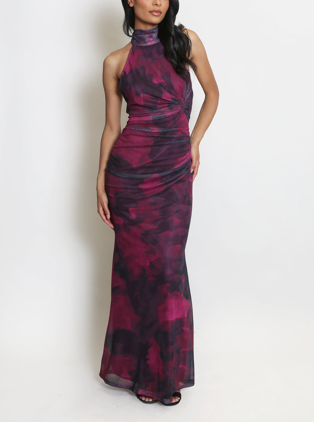 Plum Watercolour Maxi Dress