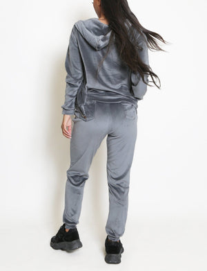 Velvet Hooded Sweatshirt And Joggers Set