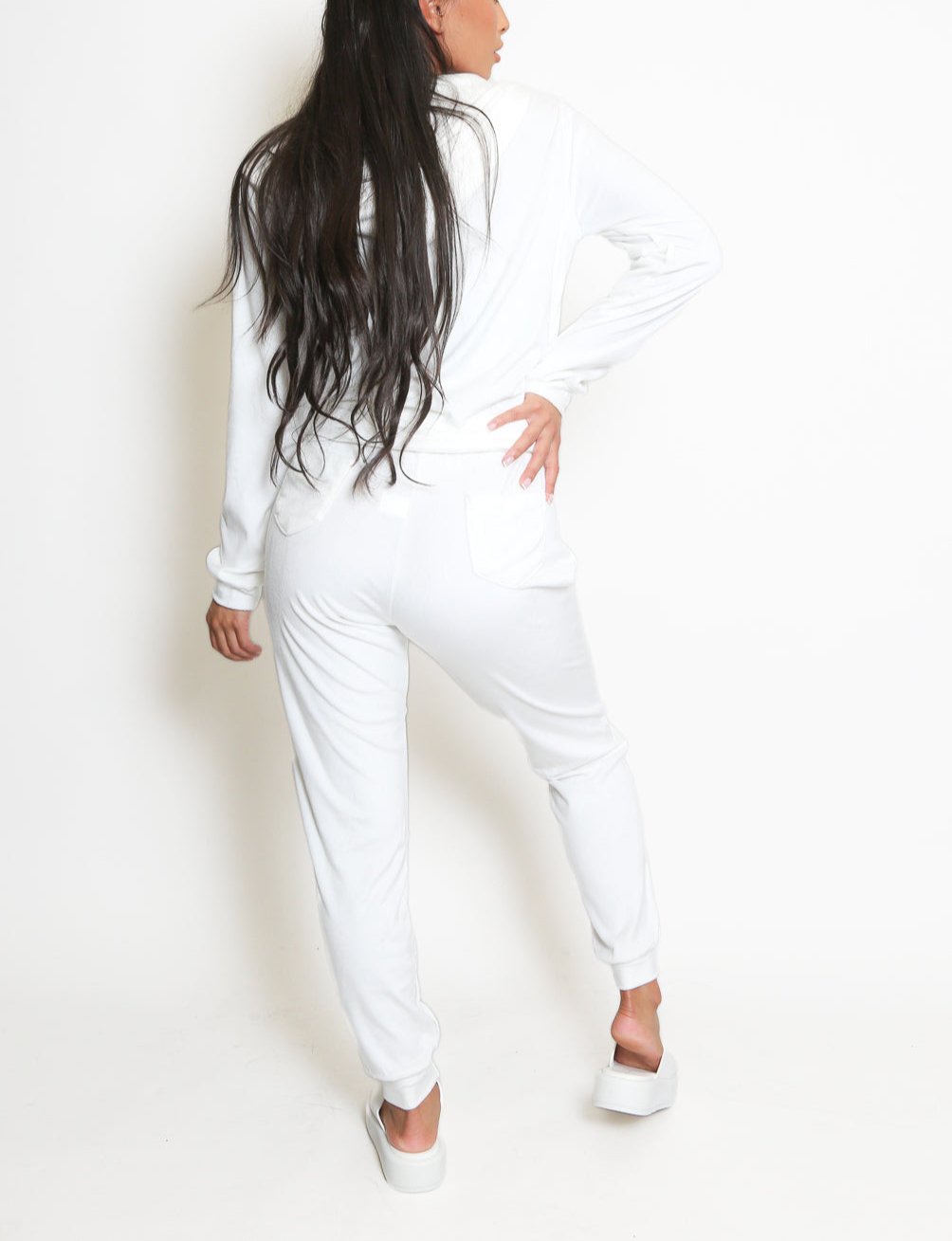 Velvet Hooded Sweatshirt And Joggers Set