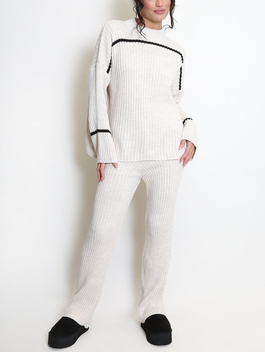 Ribbed Knit Jumper And Trouser Set