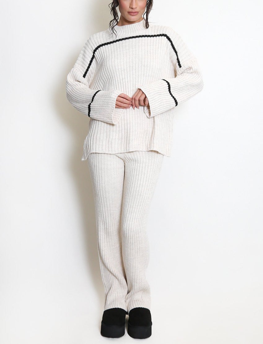 Ribbed Knit Jumper And Trouser Set