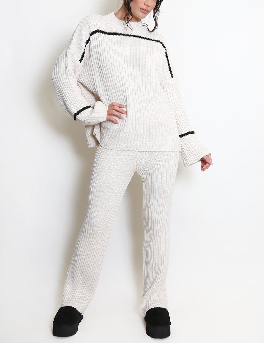 Ribbed Knit Jumper And Trouser Set