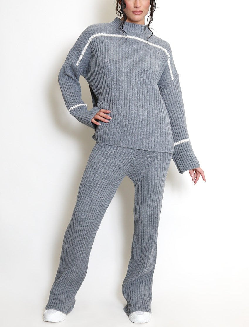 Ribbed Knit Jumper And Trouser Set