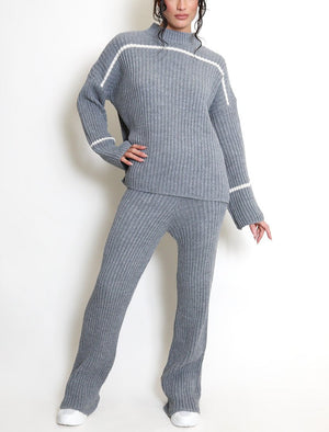 Ribbed Knit Jumper And Trouser Set