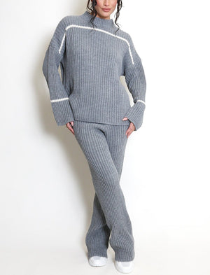 Ribbed Knit Jumper And Trouser Set