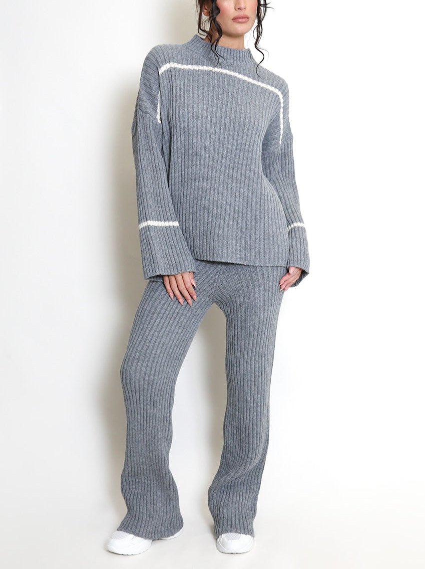 Ribbed Knit Jumper And Trouser Set