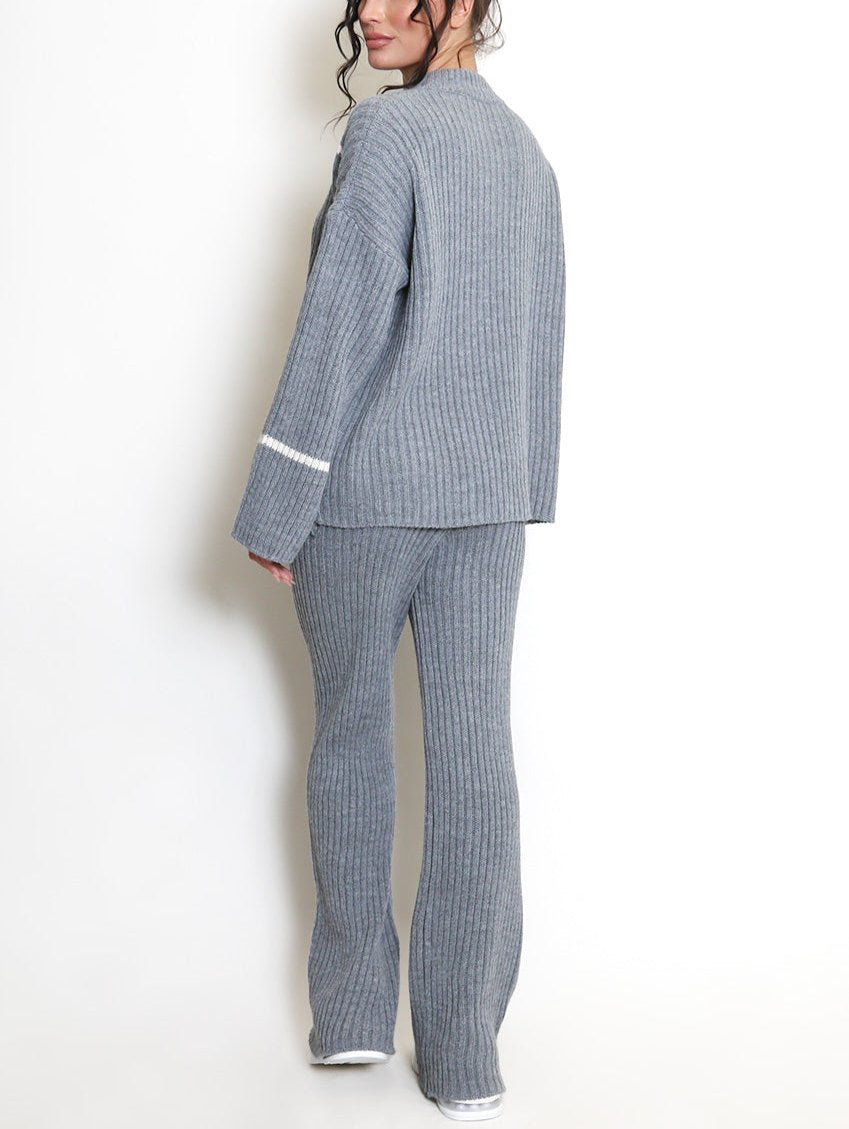 Ribbed Knit Jumper And Trouser Set