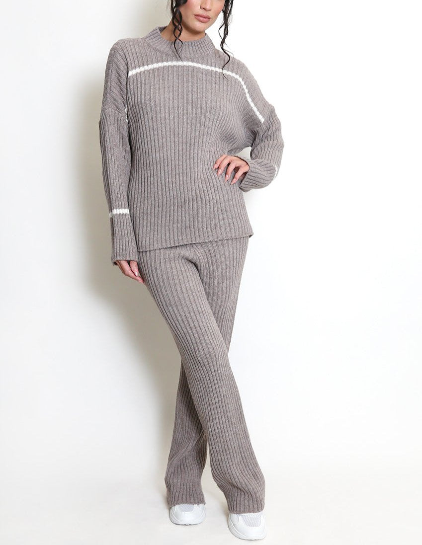 Ribbed Knit Jumper And Trouser Set