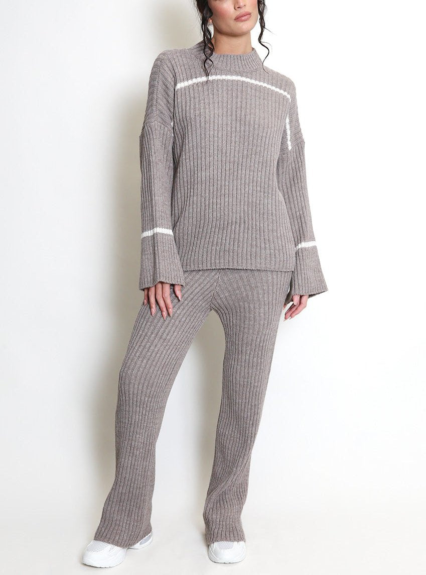 Ribbed Knit Jumper And Trouser Set