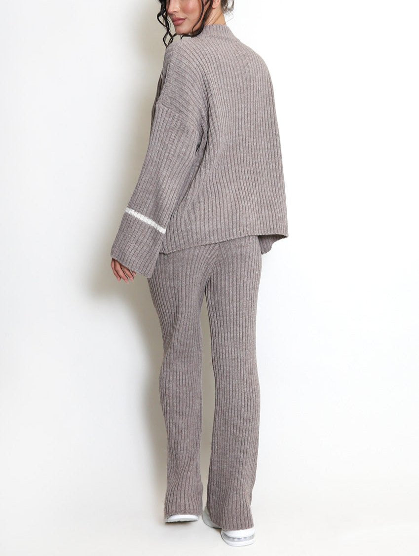 Ribbed Knit Jumper And Trouser Set