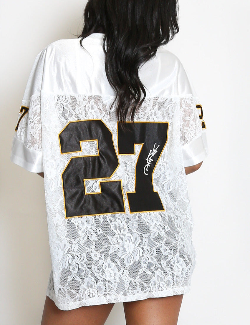 27 Slogan V Neck Varsity Top