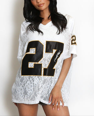 27 Slogan V Neck Varsity Top