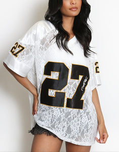 27 Slogan V Neck Varsity Top