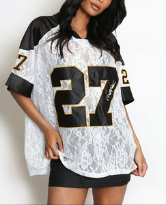 27 Slogan V Neck Varsity Top