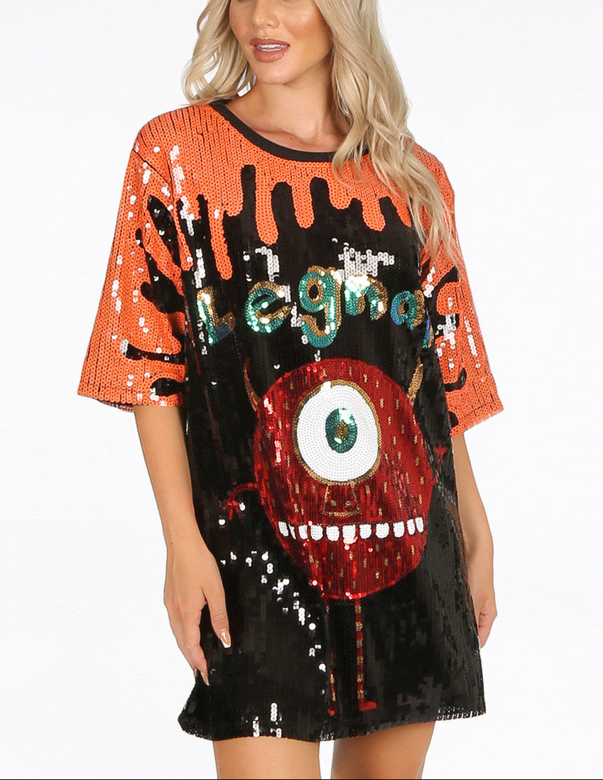 Sequin Monster T-Shirt Dress