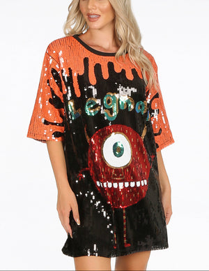 Sequin Monster T-Shirt Dress