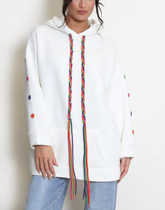 Button Sleeve Oversized Hoodie