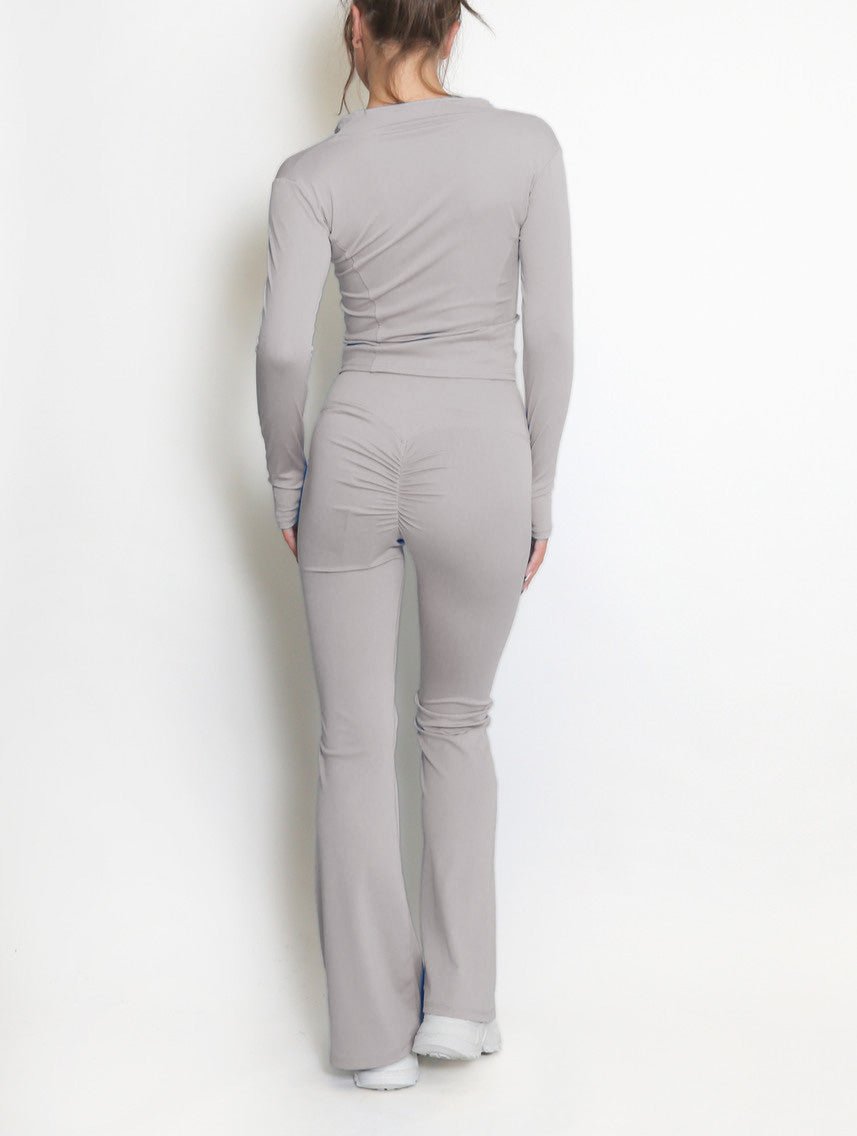 Active Zip Top And Push Up Flare Trouser Set