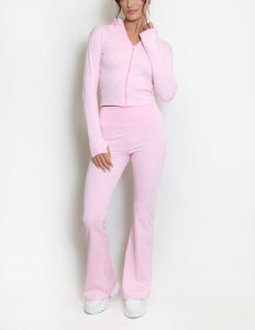 Active Zip Top And Push Up Flare Trouser Set