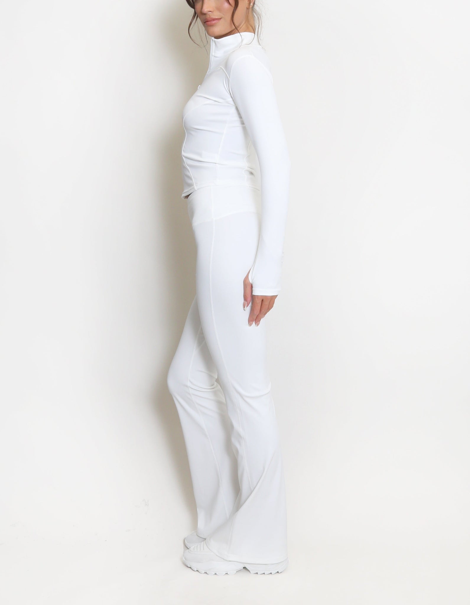 Active Zip Top And Push Up Flare Trouser Set
