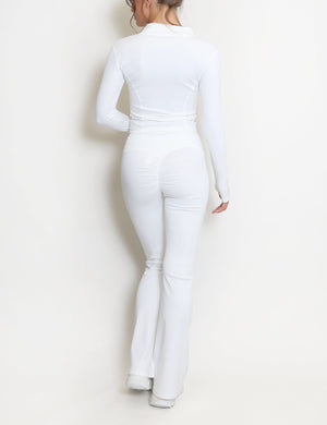 Active Zip Top And Push Up Flare Trouser Set