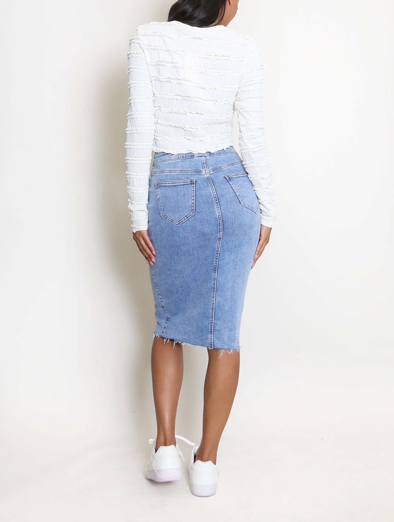 Golden Buttons Denim Skirt