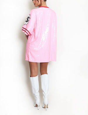 Dollar Lips Sequin T-Shirt Dress