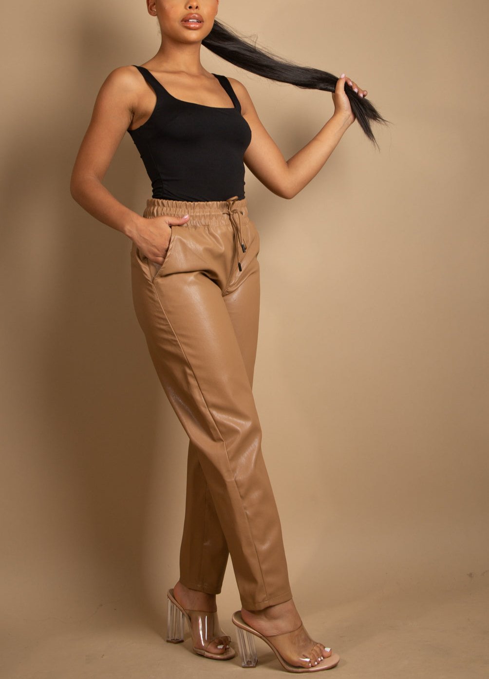 PU Elasticated Waist Trousers