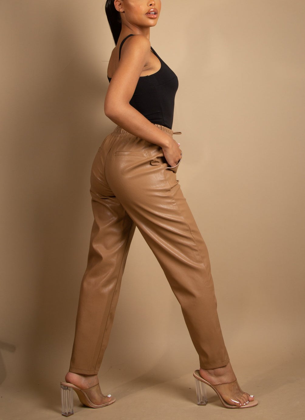 PU Elasticated Waist Trousers
