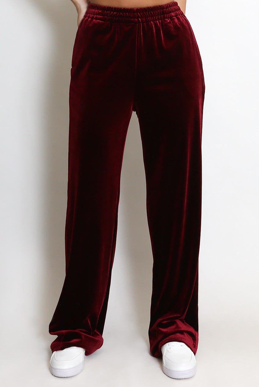 Wide Leg Velvet Trousers