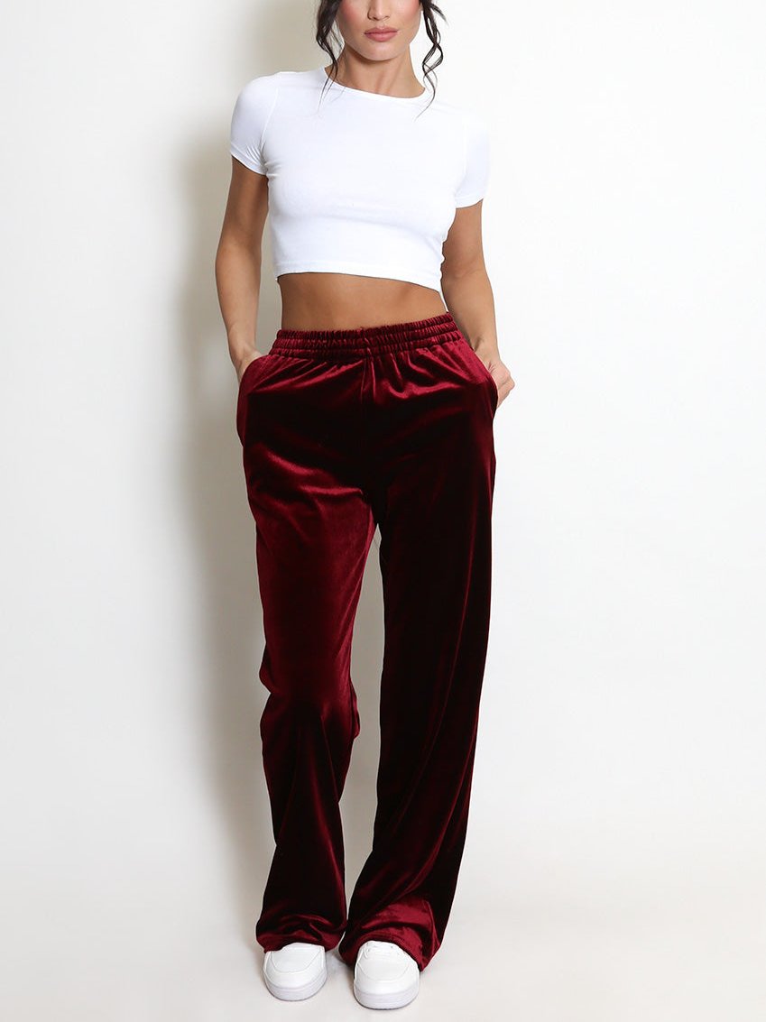 Wide Leg Velvet Trousers