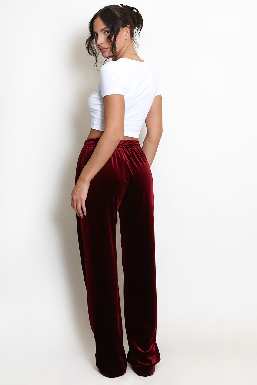 Wide Leg Velvet Trousers