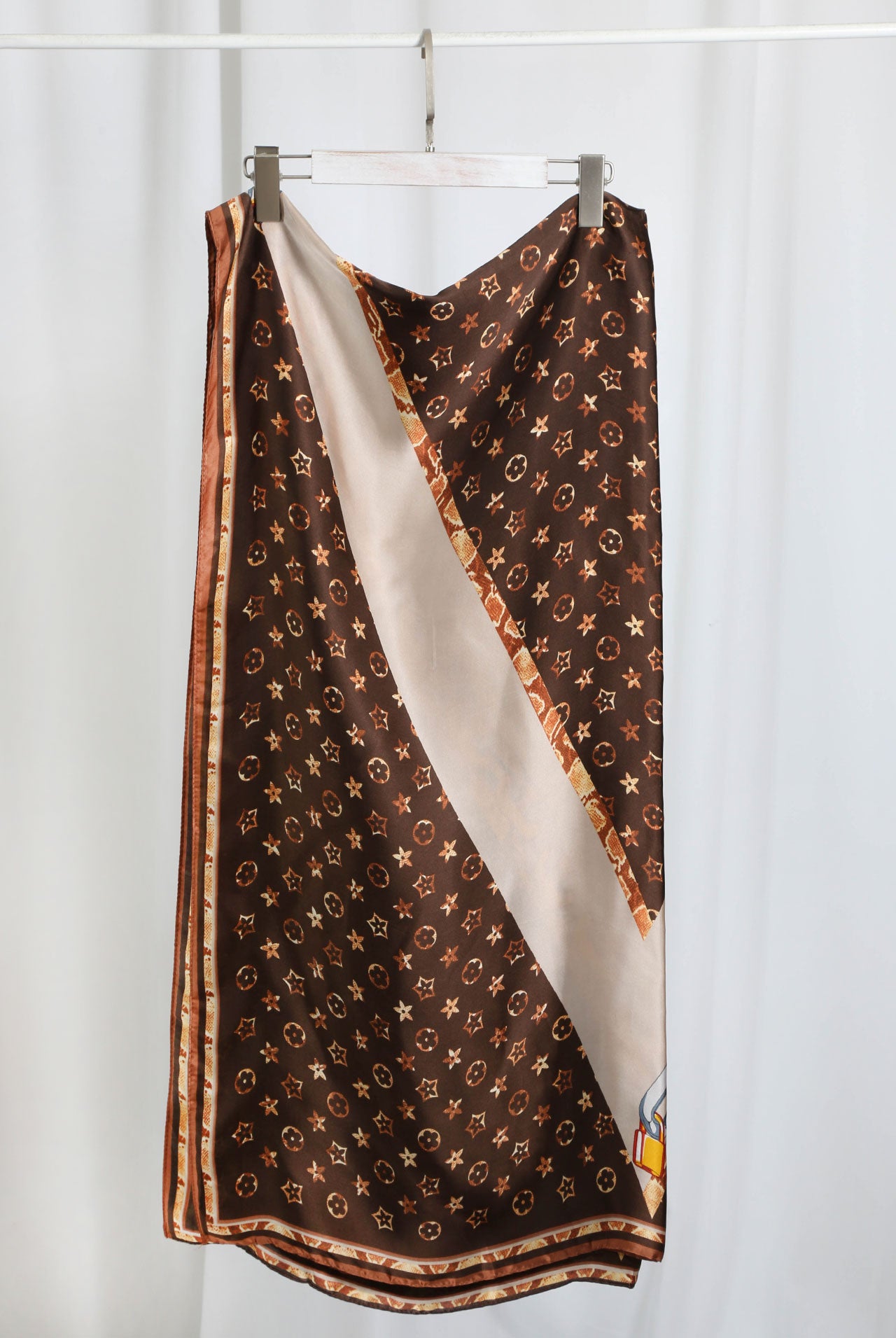 Monogram and Chain Print Scarf