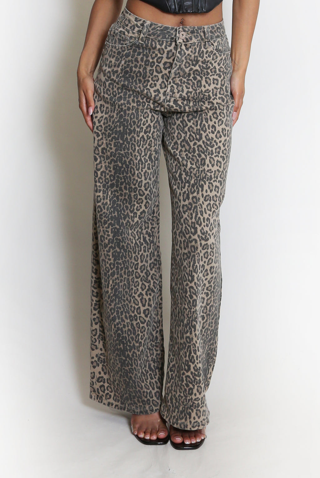 Leopard Dad Fit Mid Rise Jeans