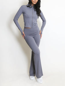 Active Zip Top And Push Up Flare Trouser Set