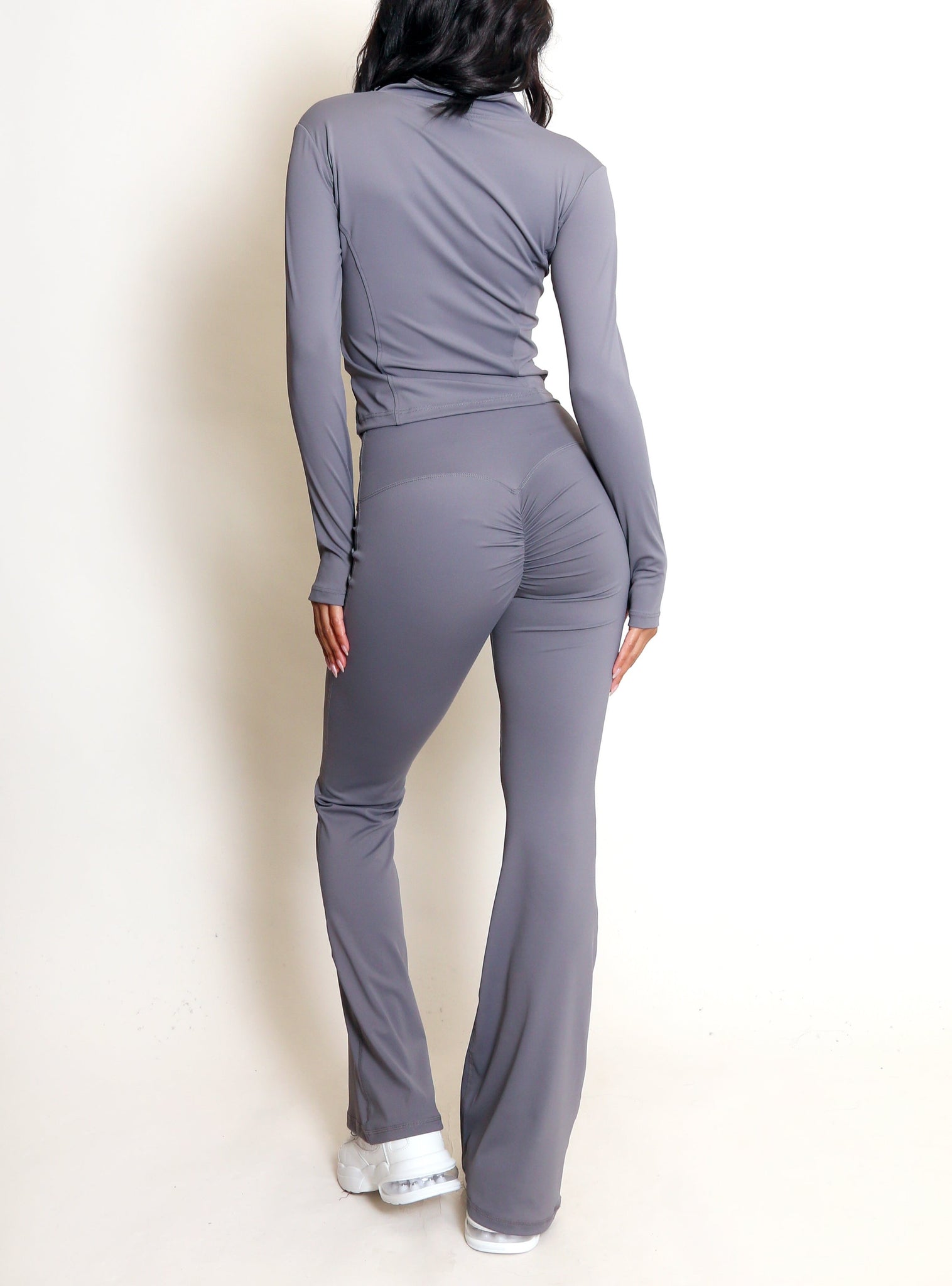 Active Zip Top And Push Up Flare Trouser Set