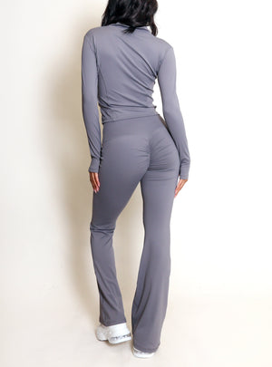 Active Zip Top And Push Up Flare Trouser Set