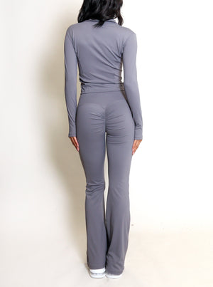 Active Zip Top And Push Up Flare Trouser Set