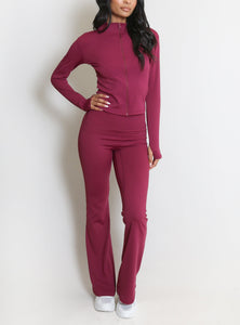Active Zip Top And Push Up Flare Trouser Set