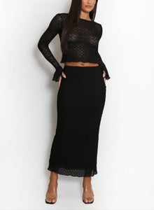 Fishnet Sheer Mesh Top & Skirt Set