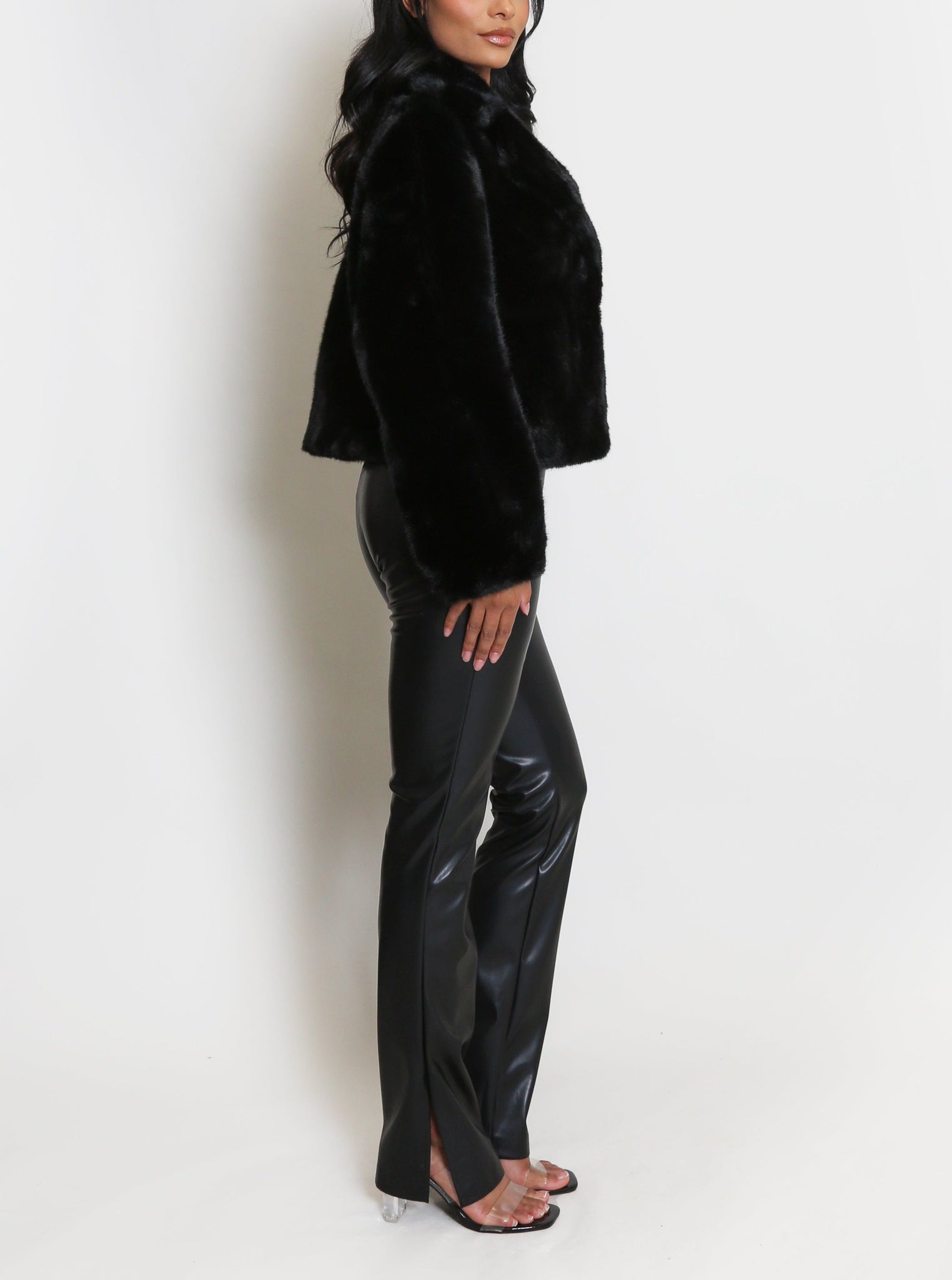 Faux Fur Lapel Coat