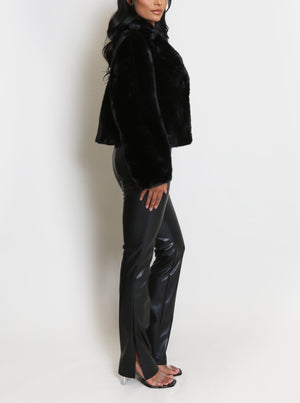 Faux Fur Lapel Coat