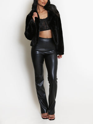 Faux Fur Lapel Coat