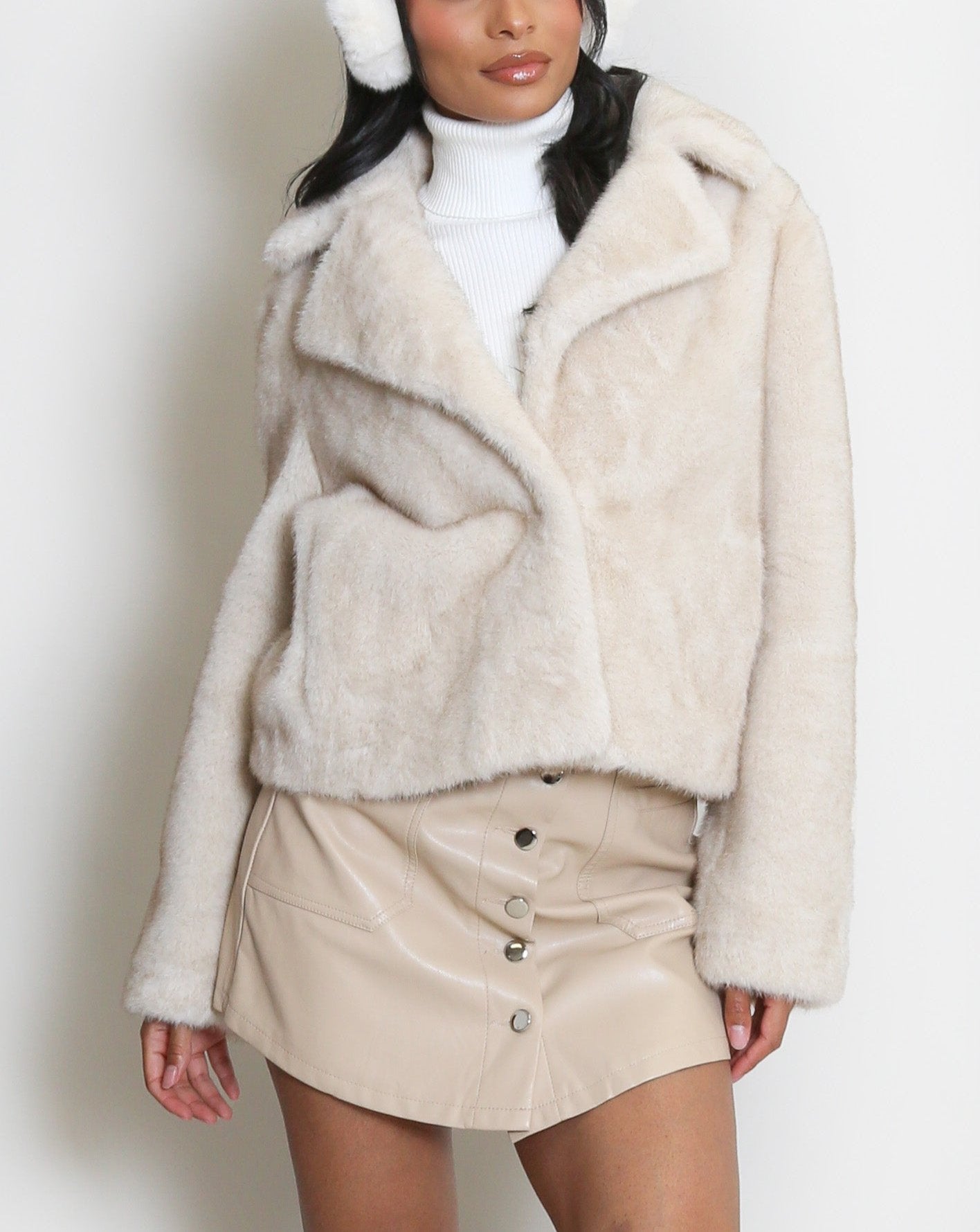 Faux Fur Lapel Coat
