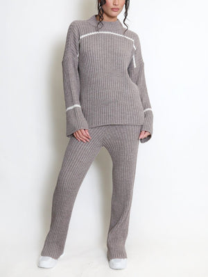 Ribbed Knit Jumper And Trouser Set
