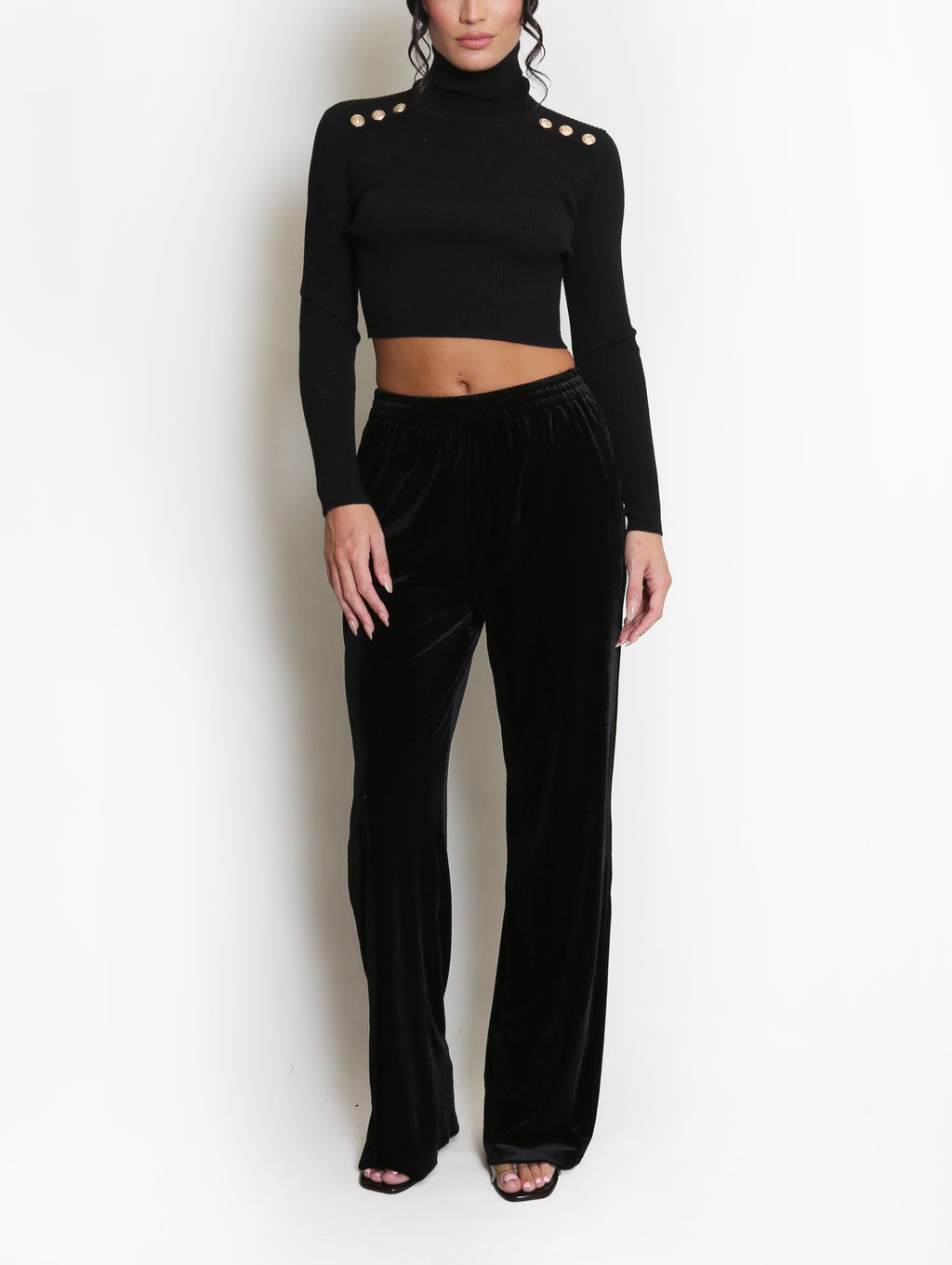 Wide Leg Velvet Trousers