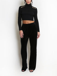 Wide Leg Velvet Trousers